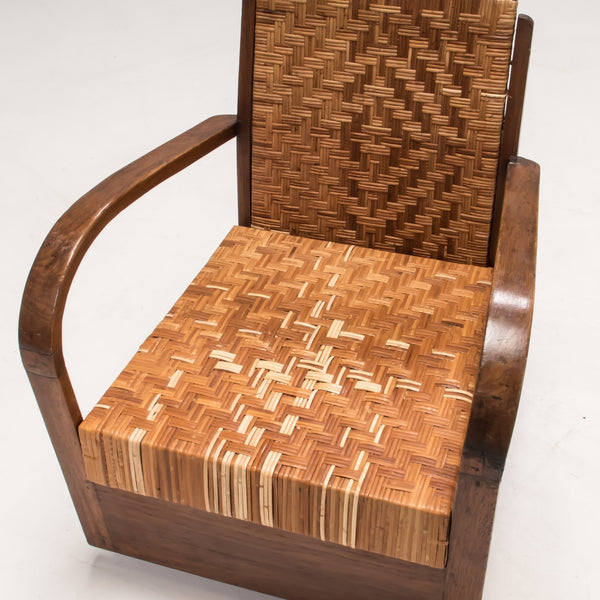 1920s Art Deco Teak & Cane Armchairs, Set of 2 - REHAUS - 1920's