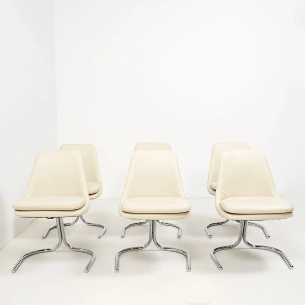 1970s Vintage Chrome Cantilever Dining Chairs - REHAUS - 1970's