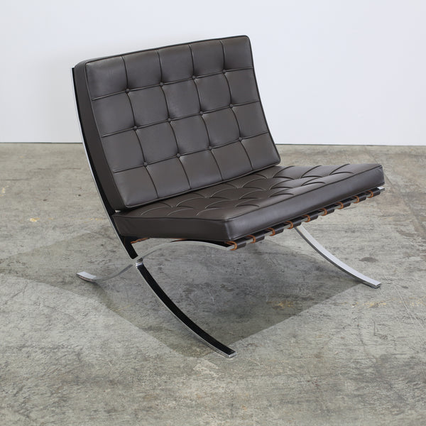 Knoll Barcelona Brown Leather Chair by Ludwig Mies van der Rohe