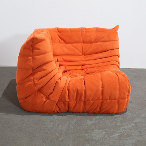 Ligne Roset Orange Modular Togo Sofa and Footstool by Michel Ducaroy, Set of Five