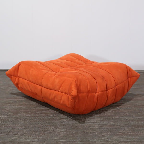 Ligne Roset Orange Modular Togo Sofa and Footstool by Michel Ducaroy, Set of Five