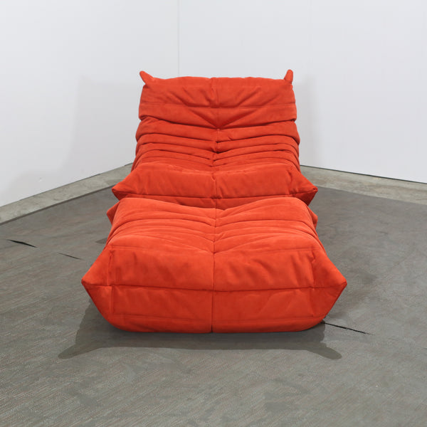 Ligne Roset Red Modular Togo Sofa and Footstool by Michel Ducaroy, Set of Five