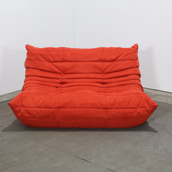 Ligne Roset Red Modular Togo Sofa and Footstool by Michel Ducaroy, Set of Five