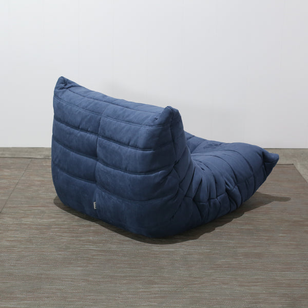 Ligne Roset Blue Togo Armchair and Footstool by Michel Ducaroy, Set of Two