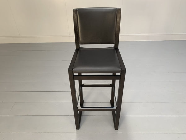 4 B&B Italia Musa SM46G Tall Bar Stool Chairs - In Dark Grey Kasia Leather, Set of 4 @ REHAUS
