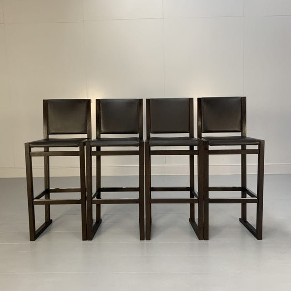 4 B&B Italia Musa SM46G Tall Bar Stool Chairs - In Dark Grey Kasia Leather, Set of 4 @ REHAUS