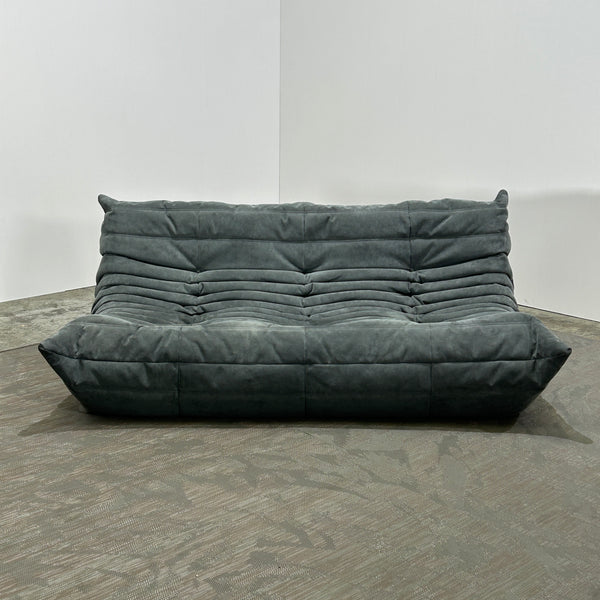 Ligne Roset Light Grey Three Seater Alcantara Togo Sofa by Michel Ducaroy