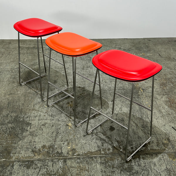 Cappellini Red Hi Pad Bar Stool by Jasper Morrison, Set of Two