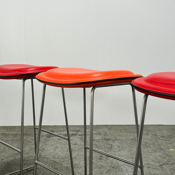 Cappellini Red Hi Pad Bar Stool by Jasper Morrison, Set of Two