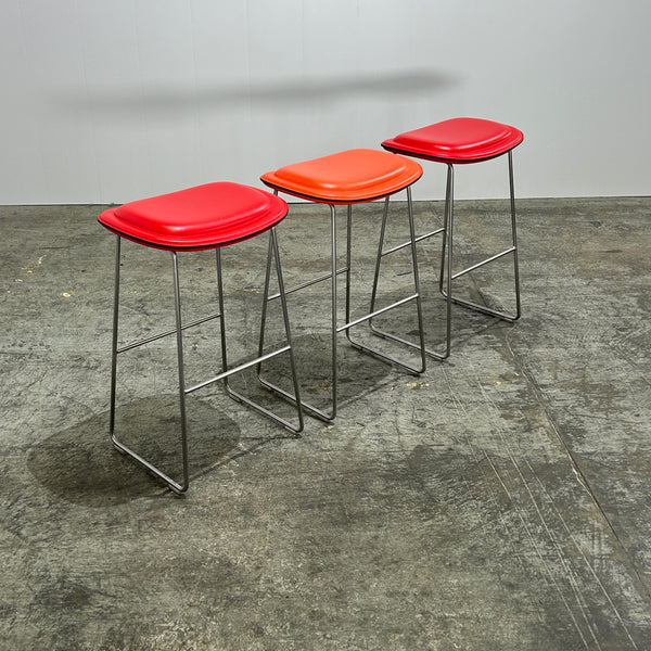 Cappellini Red Hi Pad Bar Stool by Jasper Morrison, Set of Two
