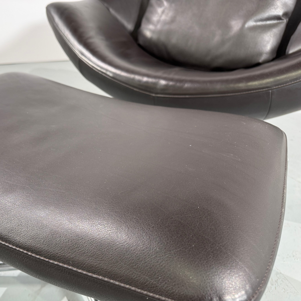 Label Gigi Leather Swivel Chair & Footstool by Gerard Van Den Berg