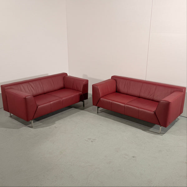 Rolf Benz Linea 318 Leather Sofas, Set of Two