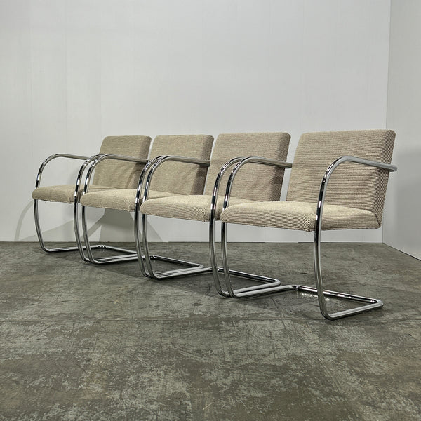 Knoll Brno Grey Tubular Chair by Ludwig Mies van der Rohe, Set of Four