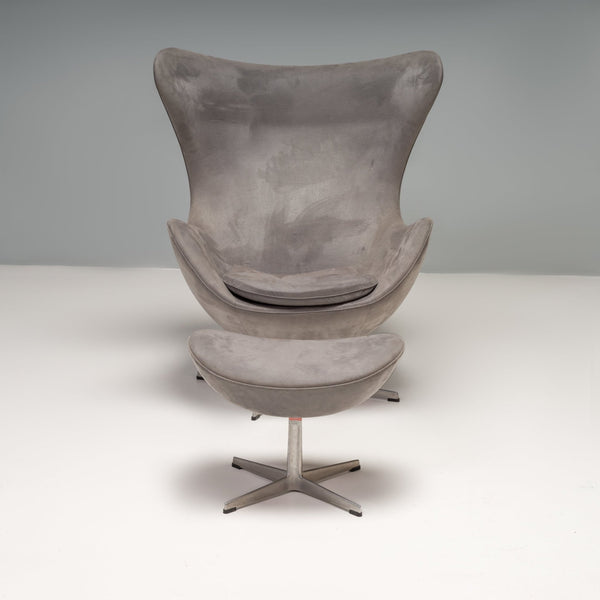 Arne Jacobsen for Fritz Hansen Grey Suede Egg Chair & Footstool @ REHAUS