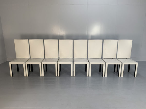 B&B Italia Arcadia Dining Chairs - in White Gamma Leather, Set of 8 @ REHAUS