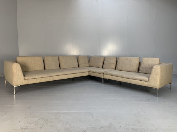 B&B Italia Charles L - Shape Sectional Sofa - In Stripe Wool @ REHAUS