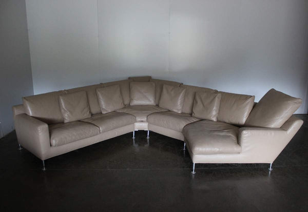 B&B Italia Harry 6 - Seat L - Shape Chaise - End Sofa & Ottoman In Pale - Brown Gamma Leather @ REHAUS