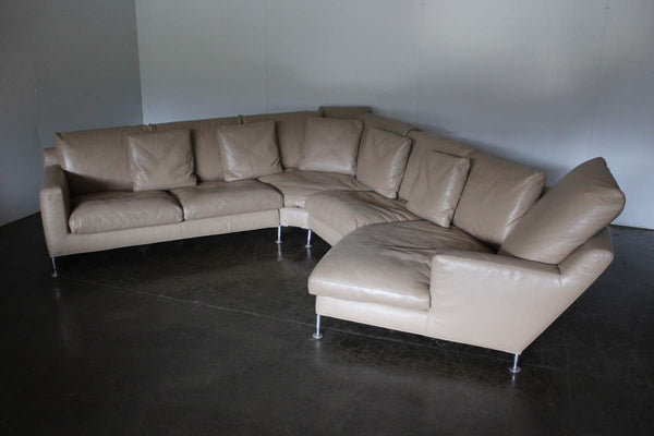 B&B Italia Harry 6 - Seat L - Shape Chaise - End Sofa & Ottoman In Pale - Brown Gamma Leather @ REHAUS
