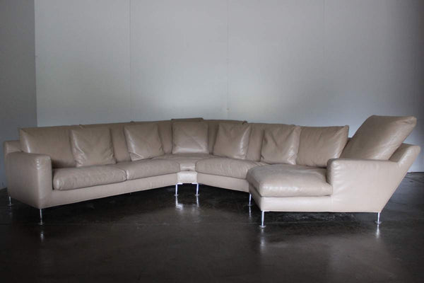 B&B Italia Harry 6 - Seat L - Shape Chaise - End Sofa & Ottoman In Pale - Brown Gamma Leather @ REHAUS