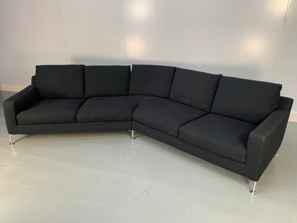 B&B Italia Harry HL375 5 - Seat Sofa in Black Grey Basketweave Fabric @ REHAUS