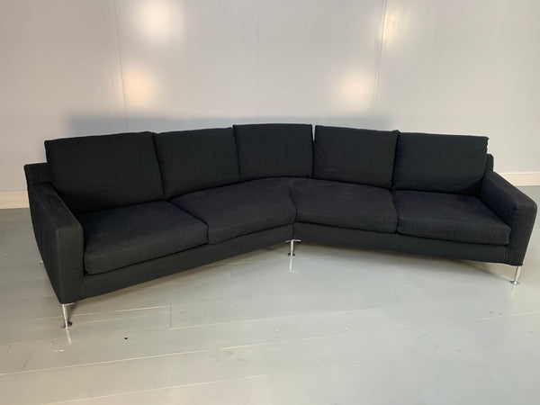 B&B Italia Harry HL375 5 - Seat Sofa in Black Grey Basketweave Fabric @ REHAUS