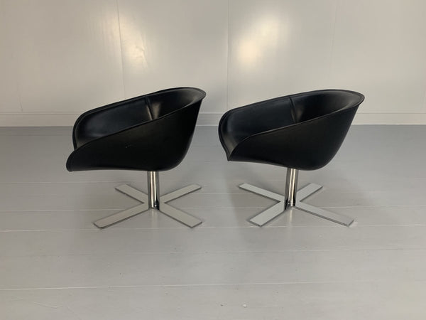 B&B Italia Mart Swivel Armchairs - In Black Pelle Leather and Metal, Set of 2 @ REHAUS