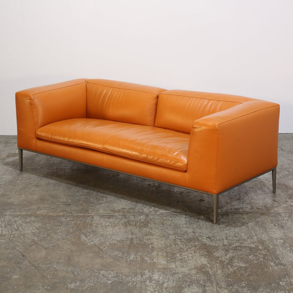 B&B Italia Orange Leather Michel Sofa by Antonio Citterio @ REHAUS