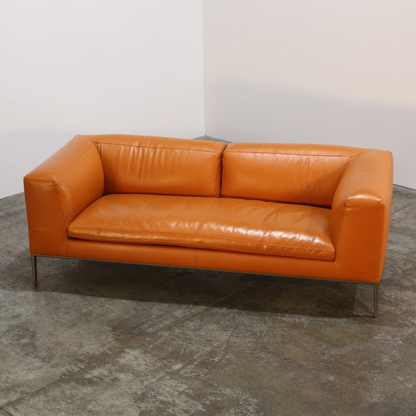 B&B Italia Orange Leather Michel Sofa by Antonio Citterio @ REHAUS