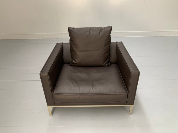 B&B Italia Simpliciter Large Armchair - In Gamma Dark - Brown Leather @ REHAUS
