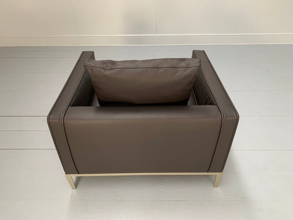 B&B Italia Simpliciter Large Armchair - In Gamma Dark - Brown Leather @ REHAUS
