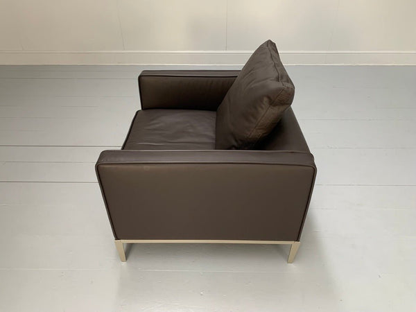 B&B Italia Simpliciter Large Armchair - In Gamma Dark - Brown Leather @ REHAUS
