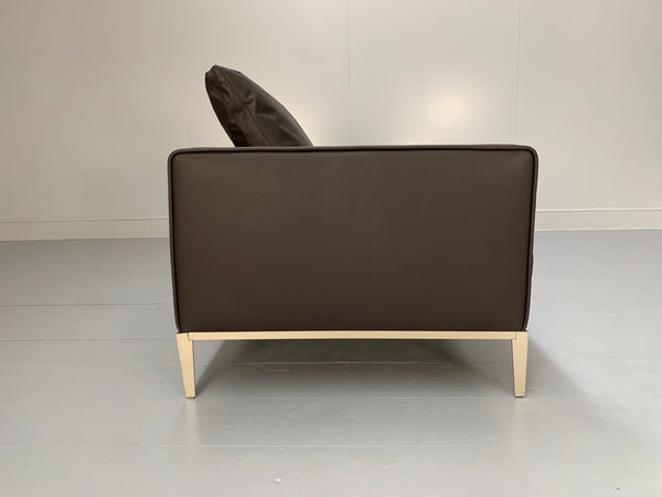 B&B Italia Simpliciter Large Armchair - In Gamma Dark - Brown Leather @ REHAUS