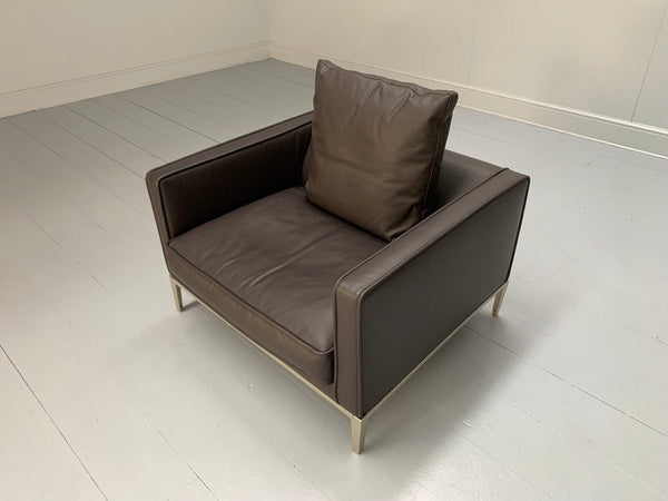 B&B Italia Simpliciter Large Armchair - In Gamma Dark - Brown Leather @ REHAUS
