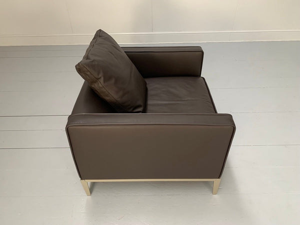 B&B Italia Simpliciter Large Armchair - In Gamma Dark - Brown Leather @ REHAUS