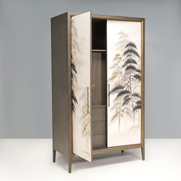 Bespoke Media Cabinet With Hand Painted Oriental Silk Print - REHAUS - Bespoke