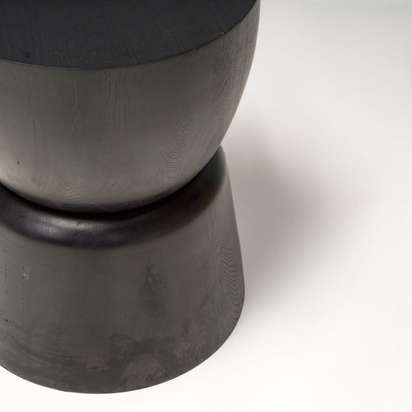 Black Wood Drum Industrial Side Tables, Set of 2 - REHAUS - Bespoke
