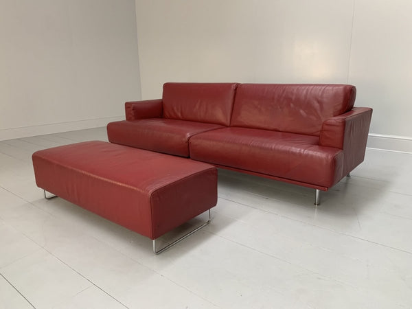 Cassina 253 Nest 2.5 - Seat Sofa & Bench Footstool - In Red Pelle Leather @ REHAUS