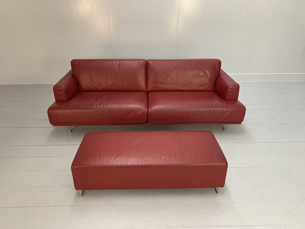 Cassina 253 Nest 2.5 - Seat Sofa & Bench Footstool - In Red Pelle Leather @ REHAUS
