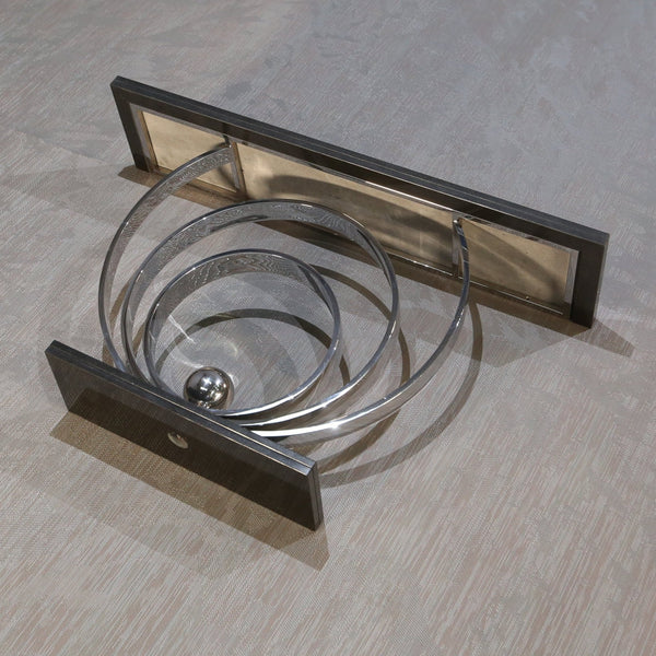 Decorus Ammonite Console Table in Polished Stainless Steel with Black Granite Top @ REHAUS