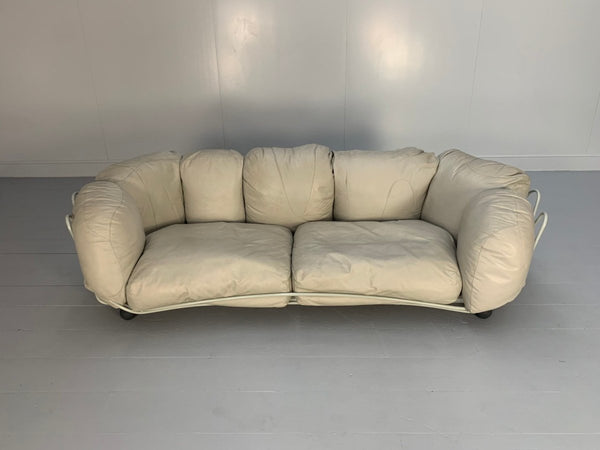 Edra Corbeille 3 - Seat Sofa - In Pale Grey Taupe Leather @ REHAUS