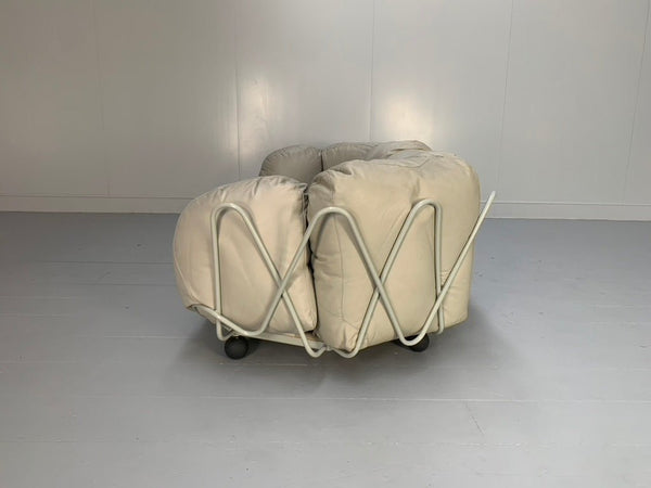 Edra Corbeille 3 - Seat Sofa - In Pale Grey Taupe Leather @ REHAUS