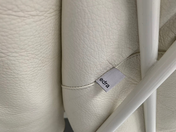 Edra Corbeille Armchair - In Ivory White Leather @ REHAUS