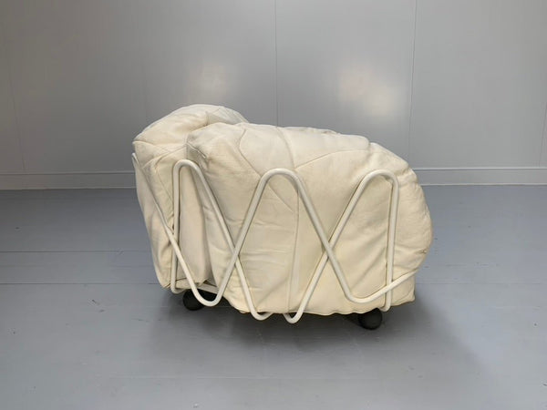 Edra Corbeille Armchair - In Ivory White Leather @ REHAUS