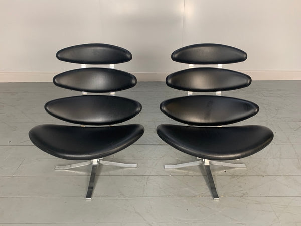 Erik Jorgensen Corona EJ5 Chairs in Black Apache Leather, Set of 2 @ REHAUS