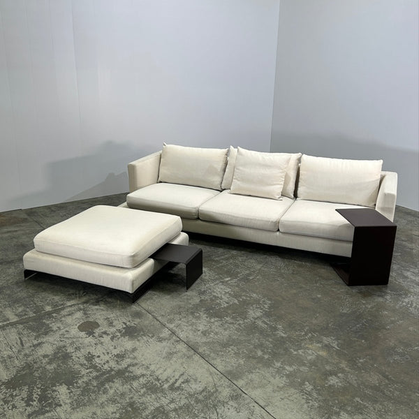 Flexform Long Island L Shaped Sofa, Ottoman and Brown Unit @ REHAUS