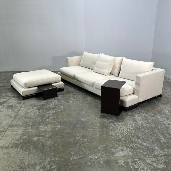 Flexform Long Island L Shaped Sofa, Ottoman and Brown Unit @ REHAUS