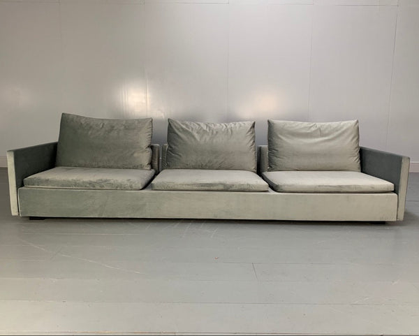 Flexform Resort Sofa - in Silver Grey Velvet Fabric @ REHAUS