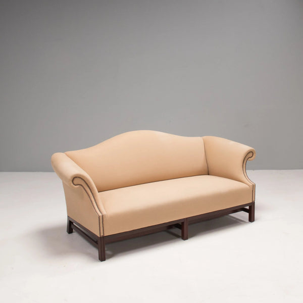 George Smith Chippendale Fixed Seat Cream Fabric Sofa, 3 Seater - REHAUS - George Smith