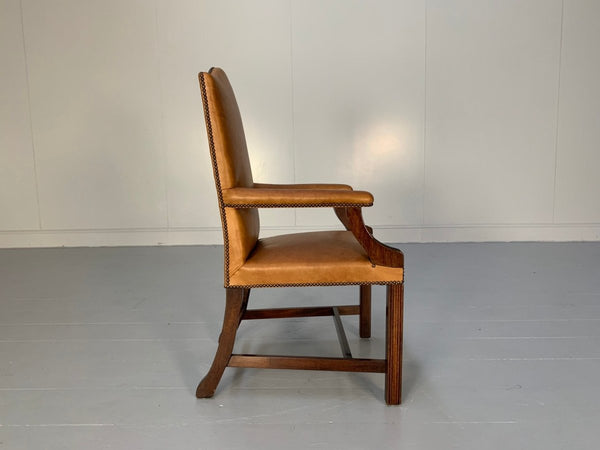 George Smith Gainsborough Unbuttoned Carver Armchair - In Tan - Brown Leather @ REHAUS