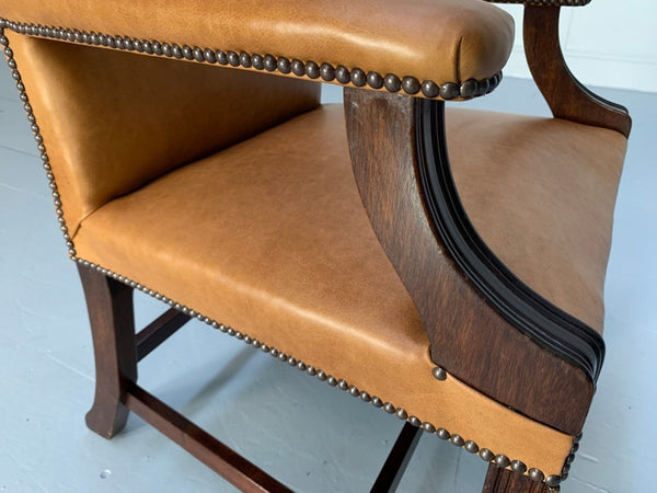 George Smith Gainsborough Unbuttoned Carver Armchair - In Tan - Brown Leather @ REHAUS